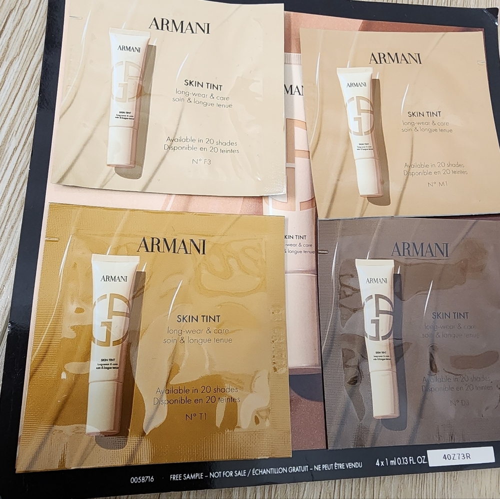 Georgio Armani Longwear Skin Tint Sample Pack - Beige & Neutral Shades New